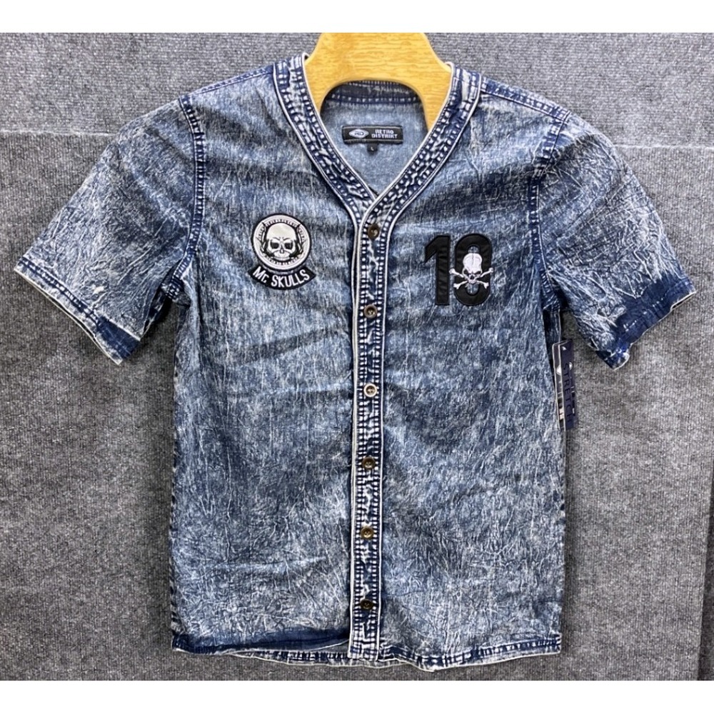 NWT Retro Distrikt Mr. Skulls Baseball Jersey Mens Large Shirt Y2K‎ Grunge